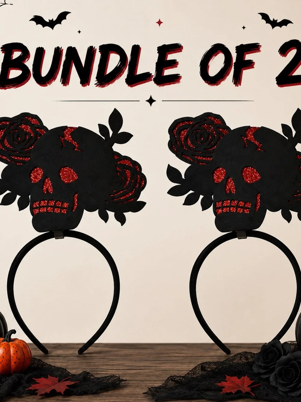 Spooky Eyeball Headband Bundle - Black with Red Glitter Eyes